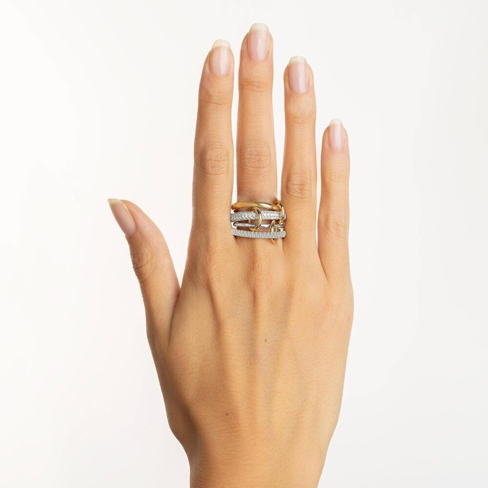 Stackable Rings Women's Gold Silver Cubic Zirconia Jewelry Set - Picture 3 of 7